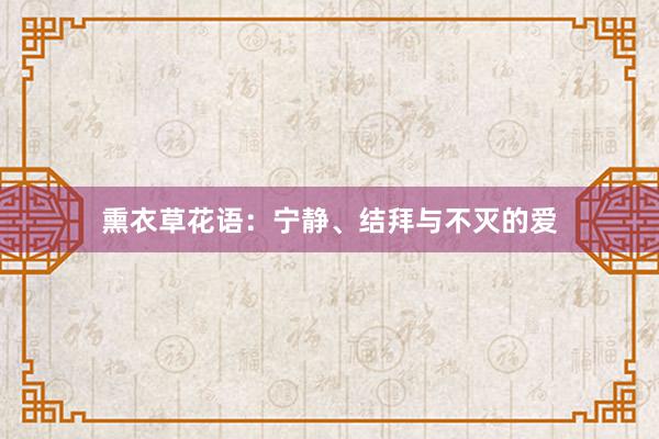 熏衣草花语:宁静、结拜与不灭的爱